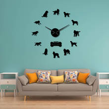 Reloj de pared italiano Spinone Griffon, accesorio con puntero de pelo de alambre, con superficie de espejo acrílico, movimiento silencioso 2024 - compra barato