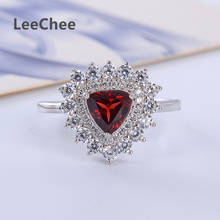 LeeChee 100% Natural Garnet Ring 925Sterling Silver Wine Red Gemstone Fine Jewelry for Women Gift 1ct Birthstone 6mm Free Ship 2024 - buy cheap