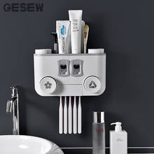 Gesew porta escova de dentes dispensador automático, apertador de pasta de dentes de parede conjunto de acessórios de banheiro 2024 - compre barato