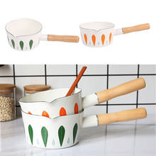 Small Enamel Milk Pot Baby Food Cooking Pan Skillet with Wooden Handle Soup Pot 2024 - buy cheap