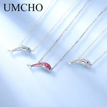 Umcho golfinho romântico 925 prata esterlina colares presentes para as mulheres bonito correntes de prata real 925 jóias finas hight qualidade 2024 - compre barato