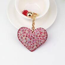 Cute Heart Keychain Full Rhinestone Crystal Keyring Car Key Chain Women Key Holder Ring Bague 6 Colors Wholesale Jewelry Gifts 2024 - buy cheap