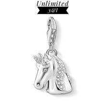 Colgante de plata de ley 925 con cabeza de unicornio para hombre y mujer, accesorio de joyería Vintage, compatible con pulsera, collar, novedad de 2019 2024 - compra barato