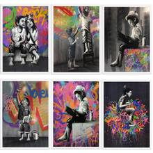 Portrait Picture Canvas Painting Kids Boy Wall Art Graffiti Home Decor Abstract Girl Pictures Bansky Art Posters and Prints 2024 - buy cheap