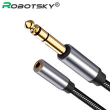 Robotsky-Cable auxiliar de Audio macho a hembra, adaptador de grabación de micrófono chapado en oro, convertidor de 3,5/6,5mm, 3,5mm 2024 - compra barato