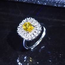 Classic Square Adjustable Ring With Fashion Dazzling Yellow Cubic Zircon Luxury Jewelry For Women Wedding Party Anniversary Gift 2024 - buy cheap