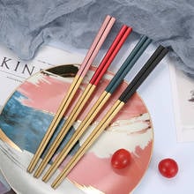 304 Stainless Steel Chopsticks Tableware Black Gold Green Gold Square Non-slip Korean Gold-plated Chopsticks 2024 - buy cheap