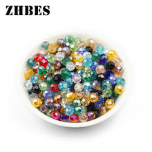 ZHBES-Cuentas sueltas redondas de cristal austríaco, espaciador de cristal en forma de fútbol, cuentas sueltas para fabricación de joyas, bricolaje, 6MM, 50 Uds. 2024 - compra barato