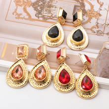 New Vintage Gold Teardrop Crystals Dangle Earrings Luxury Rhinestone Drop Earrings Aesthetic Charm Jewelry for Women Party Gift 2024 - buy cheap