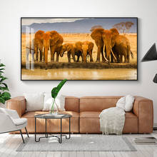 Wild Africa Animal Art Lake Tree Mountain Landscape Canvas Painting Posters and Prints Cuadros Wall Art Picture for Living Room 2024 - buy cheap