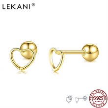 Lekani prata esterlina 925 jóias minimalista oco coração brincos para as mulheres romântico cor de ouro minúsculo brinco presente casamento 2024 - compre barato
