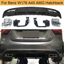 Car Rear Bumper Diffuser Lip Spoiler For Mercedes Benz W176 A200 A45 AMG Hatchback 4 Door 13-18 ABS Rear Diffuser with Exhaust 2024 - buy cheap