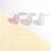 QUMENG 2020 korean Heart Shape Resin Plastic Acetic Acid Ear drop dangle Earring for women cute sweet Charms Jewelry girls gifts 2024 - buy cheap
