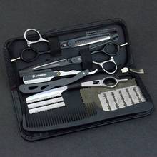 Tesoura de desbaste profissional de barbeiro, 5.5 ", japonês, para cabeleireiro, conjunto de corte de cabelo 2024 - compre barato