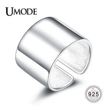 Umode-anel de prata esterlina 925, aberto, grande, moda feminina, polido, ajustável, prata 925, alr0329 2024 - compre barato
