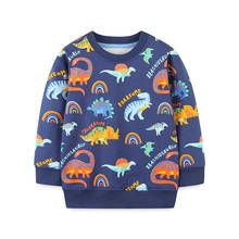 Комплект одежды для мальчиков и девочек, Осень-зима, футболка с принтом динозавра из мультфильма, одежда для маленьких мальчиков с длинными рукавами милая Футболка для мальчика; Вечерние костюмы 2024 - купить недорого