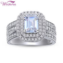 Wuziwen-anillo de compromiso de Plata de Ley 925 para mujer, joyería clásica, corte de princesa, circonitas AAAAA cúbicas, 1,8 Ct 2024 - compra barato