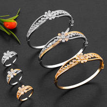 BrideTalk luxury Unique African Bangle Ring Set Jewelry Sets For Women Wedding Cubic Zircon Crystal CZ Dubai Bridal Jewelry Set 2024 - buy cheap