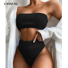 Gnim maiô feminino de cintura alta, traje de banho sexy de verão com corte alto, 2 peças, 2020 2024 - compre barato