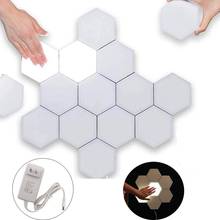 Luminária led modular sensível ao toque, lâmpada noturna em formato de favo de mel com luzes inteligentes de parede e decoração magnética hexagonal 2024 - compre barato