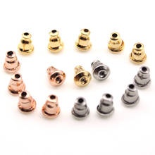 50PCS 5x6mm Surgical Stainless Steel Bullet Earring Backs Rose Gold Plated Earring Nuts Stopper for DIY Jewelry Making Findings 2024 - buy cheap