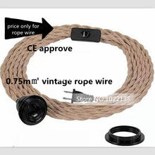 Corda de fio elétrico vintage, 5/10/20 metros, fio têxtil de cânhamo, trançado, retrô, pingente, linha de luz