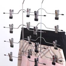 Multifunctional 4 Layer Stainless Steel Pants Hanger Rack Clip Skirt With 8 Clips Storage Organizer Save Space PXPC 2024 - buy cheap