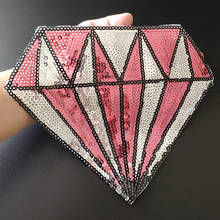 Diamond Patches For Clothing Sequins Biker Badge Embroidery Fabric Sequined Logo Patch Stickers for Clothes Free Shipping 2024 - buy cheap