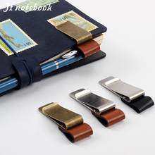 1Pc Metal Leather Pen Holder Brass Stainless Steel Pencil Clip Vintage Dairy Notebook Pen Holder Spiral Loose Leaf Memo Clip 2024 - buy cheap