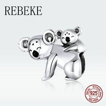 REBEKE genuine 100% 925 sterling silver koala charm fit Pandora bracelet beads original woman fine jewelry making wedding gift 2024 - buy cheap