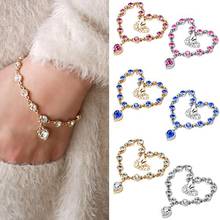 Pulsera de diamantes de imitación con forma de corazón para mujer, brazalete hecho a mano, estilo coreano, 6 colores 2024 - compra barato