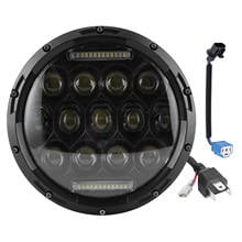 7in 75w led farol 6500k alta birhgtness eficiente apto para jeep wrangler motocicleta frente luz do farol 2024 - compre barato