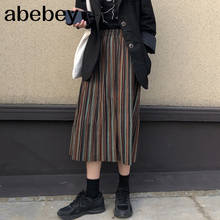 Vintage Plaid pleated long skirts winter women punk rock korean woolen skirt streetwear Drawstring elastic waist midi skirt 2024 - buy cheap