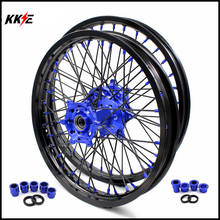 1.6*21/2.15*18 motocicleta aro enduro moto rodas conjunto para yamaha wr250f 2001-2018 wr450f 2003-2018 azul mamilos preto raios 2024 - compre barato