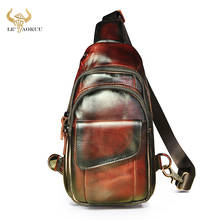 Brand Soft Natural Leather Fashion Wine Triangle Crossbody Chest Sling Bag Design Travel Tea One Shoulder Bag Daypack Male 8013 2024 - buy cheap