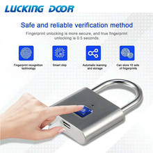 LUCKING DOOR USB rechargeable door lock Keyless Fingerprint Lock fingerprint smart padlock quick unlock Zinc alloy metal 2024 - buy cheap