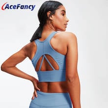 Acefancy regata feminina para yoga zc2401, sutiã acolchoado esportivo para academia e ioga, fitness, absorção de suor e corrida, roupa esportiva 2024 - compre barato