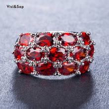 Visisap Vintage Exaggerated Red Zircon Rings for Women Anniversary Party Gifts Fashion Ring Jewelry Manufacture B944 2024 - buy cheap