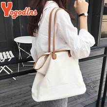 Yogodlns Simple Canvas Lady Tote Large Capacity Shopping Bag For Women New Brand Handbag Female Casual Handle Bag Shoulder Bag 2024 - buy cheap