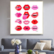 Pintura en lienzo de moda moderna, póster de labios rojos e impresiones, cuadro en pared, pinturas de Loft para Interior sin marco 2024 - compra barato