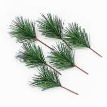 Rama de aguja de pino Artificial, ramita de adorno de árbol de Navidad, decoración de flores DIY, 10 Uds. 2024 - compra barato