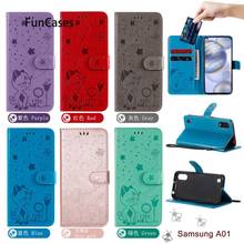 Mem Cases For Samsung A01 US Red PU Leather Wallet Flip Phone Case Fitted Cellular Galaxy Back cover A01 Core Eurasian version 2024 - buy cheap