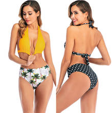 Sexy High Waist Bikini 2020 Mujer Halter Top Swimwear Women Swimsuit Dot Bathing Suit Print Beachwear Swimming Suit for Women 2024 - buy cheap