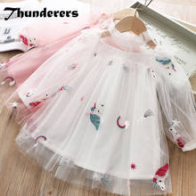 Thunderers-vestido de princesa de manga larga para niña, ropa informal de fiesta con dibujos de unicornios, para primavera y otoño 2024 - compra barato