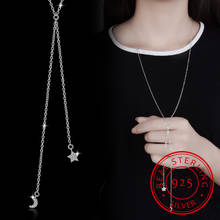Korea 925 Sterling Silver Moon Star Necklaces & Pendants Silver Chain Choker Necklaces Jewelry Collar Colar 2024 - buy cheap