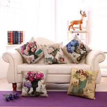 cushion cover 45*45 Vintage vase sofa cushions office car Pillow cases Polyester pillowcase home decor pillow covers kd-0079 2024 - buy cheap