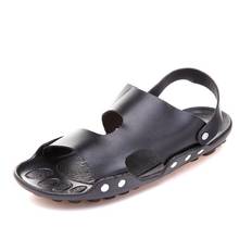 Mazefeng-sandalias romanas de cuero genuino para hombre, zapatos informales de playa, chanclas de moda para exteriores, zapatillas de verano 2024 - compra barato