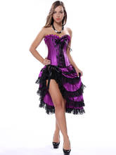 Corsé realza pechos gótico, burlesco, vestido de bailarina púrpura, lencería Sexy, Top de fiesta con falda de pelo de talla grande S-6XL 2024 - compra barato