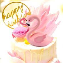 Pink Flamingo Cake Topper Plug Flamingo Feather For Home Party Happy Birthday Wedding Valentine's Dessert Table Cake Decorations 2024 - buy cheap