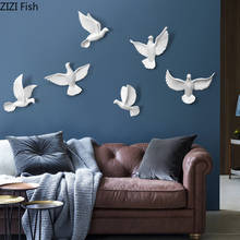 Decoración de pared de pájaro tridimensional, Mural colgante de pared para sala de estar, porche, sofá, fondo, Paloma, color blanco 2024 - compra barato